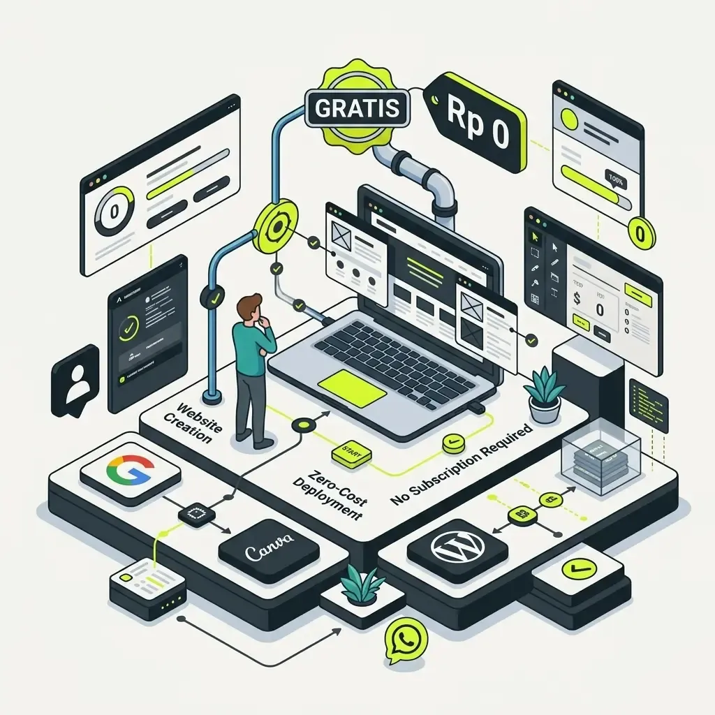 Ilustrasi seseorang membuat website di laptop.webp