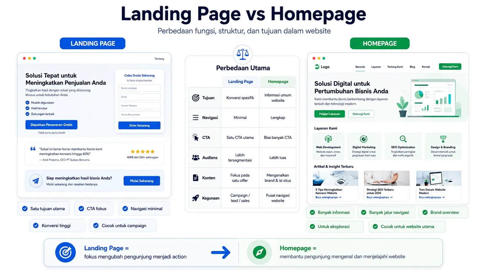 Landing Page vs Homepage Infographic.webp
