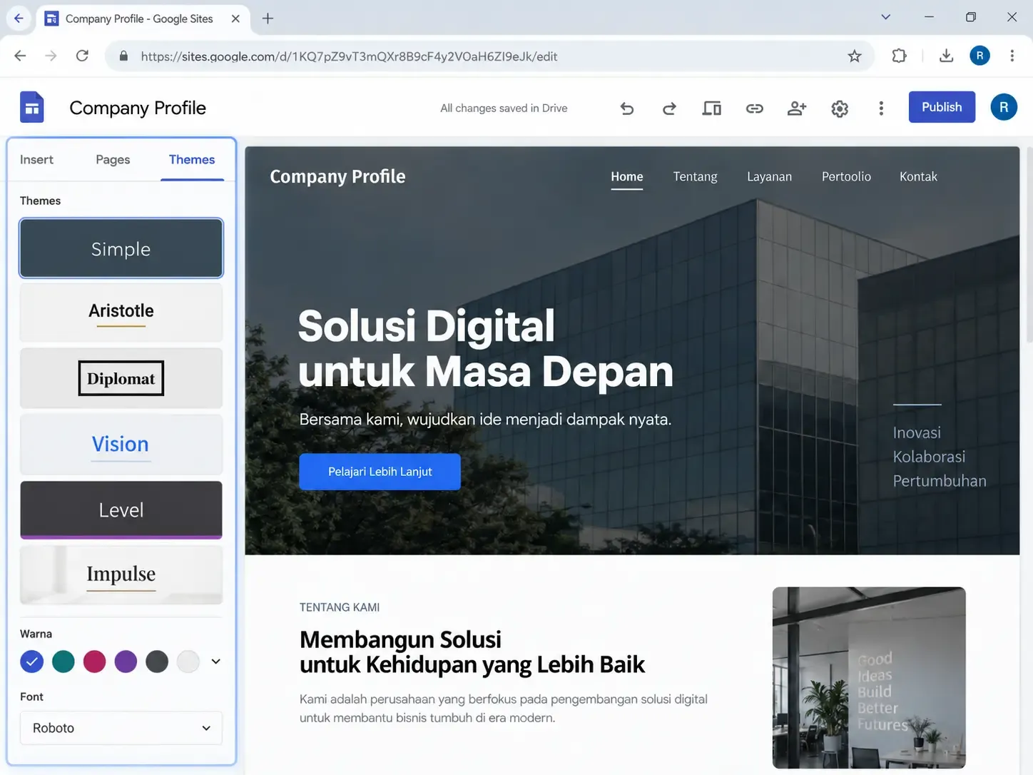 Google Sites Company Profile Editor.webp